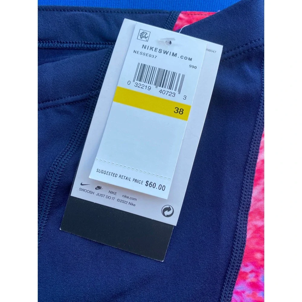 Nike Swim Team USA Olympic Jammers Navy Pink Abstract Print size 38 NWT NESSE037